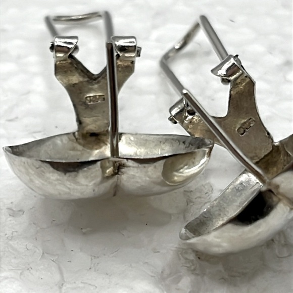 Puffy Heart Sterling Silver Earrings large Vintage Earrings Love Romance - Picture 8 of 11